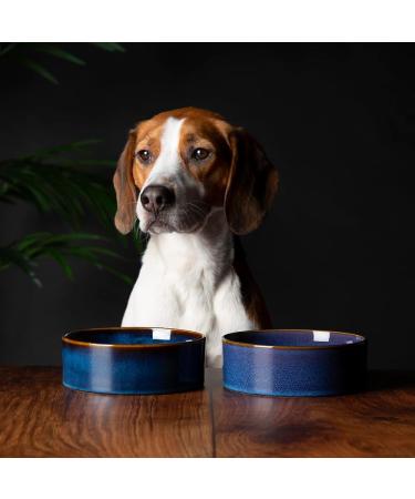 Scruffs Ceramic Heavy Duty Reactive Glaze Pet Bowls - 2pc Set - Midnight Blue - 15cm - Buy Online on GoSupps.com