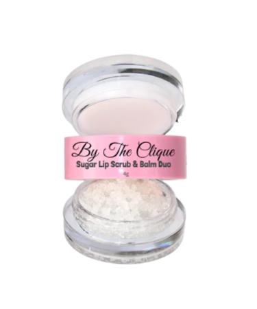 By The Clique Premium 2 in Exfoliating Sugar Lip Scrub and Smoothing Safflower Oil Infused Lip Balm Duo | All Natural Ingredients | Vegan, Gluten Free and Cruelty Free | Vanilla Sugar