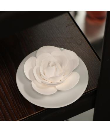 Buy White Camellia Passive Ceramic Diffuser | Essential Oil Diffuser for Small Rooms & Desk Decoration - Non-Electric - Buy Online on GoSupps.com