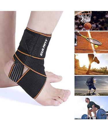 Buy Eulant Adjustable Ankle Bandage - Anti-Slip Silicone Stripes Elastic Foot Support for Volleyball Football & Running - 2 Pieces 85cm Orange - Buy Online on GoSupps.com