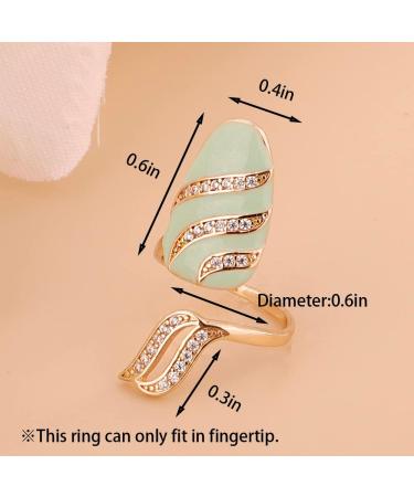 Luxury Knuckle Nail Ring - Mint CZ Crystal Nail Protector for Women & Girls | Stylish Manicure Jewelry - Buy Online on GoSupps.com