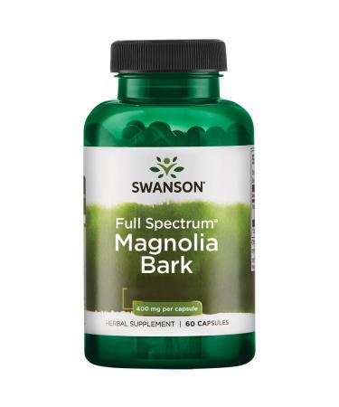 Swanson Full Spectrum Magnolia Bark 400mg 60 Capsules High Dosed Lab Tested Soy Free Gluten Free Non-GMO