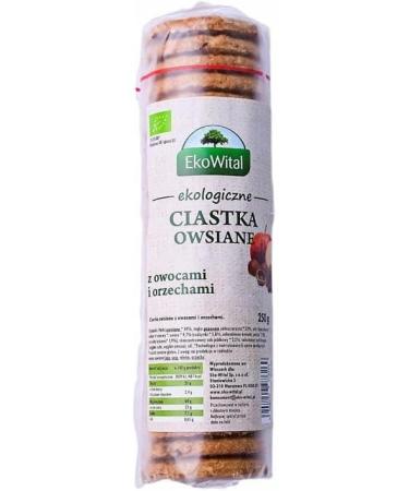 EKOWITAL Organic oat biscuits with fruit and nuts 250g - Buy Online on GoSupps.com