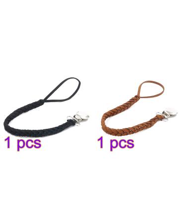 Buy Windy5 Leather Woven Pacifier Chain - Colorful Braided Clip Holder & Teether for Babies (Brown+Black) - International Shipping Available - Buy Online on GoSupps.com