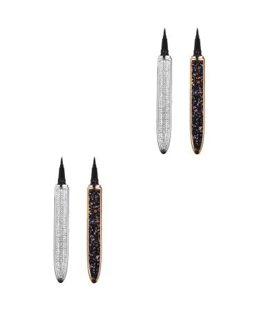 HAPINARY 4 Pcs Diamond Eyeliner Cosmetic Accessories Eye Beauty Pens Eyeliner Liquid Pen Black Silver