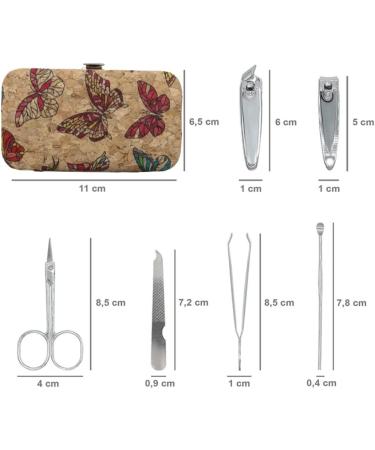 Cork Manicure Pedicure Kit 6 Pieces Stainless Steel Nail Scissors and Cuticle Tools Set with Eco-Friendly Cork Box - Buy Online on GoSupps.com