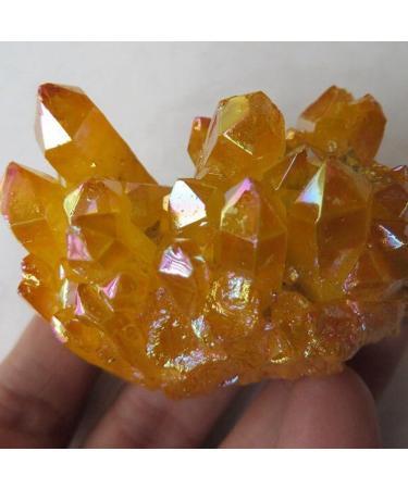 Natural Quartz Crystal Cluster Titanium Bismuth Electroplated Yellow Geode Stone Specimen Home Decoration Gifts Stone Mineral Specimen (Color : 50g) - Buy Online on GoSupps.com