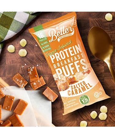 Better Than Good Sweet Keto Gluten-Free Salted Caramel Protein Puffs (4-Pack) | Low Sugar, Low Calorie, Diabetic Friendly Snacks | 16g Protein, 2 Servings Fruits & Veggies | Paleo Diet Approved | 0.88 oz (Pack of 4) - Buy Online on GoSupps.com