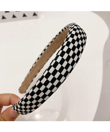 2 Pieces Checkered Flag Headband Black and White Plaid Hair Band Thick Padded Headband Sponge Puffy Headbands Buffalo Check Headband Christmas Party Hair Accessories - Buy Online on GoSupps.com