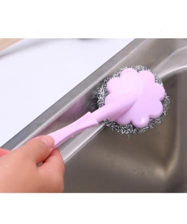kesurpae ABS Steel Wire Cleaning Brush Portable Long Handle Washable Reusable Household Kitchen Cooking Bench Plate Brushes Purple - Buy Online on GoSupps.com