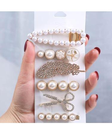 Hairpin 6-piece set Hairclip Pearl Hairpin Hair Arrangement Hair Accessories Antique Button Style Pink Hair Clip Hair Ornament Fashionable Everyday Us - Buy Online on GoSupps.com