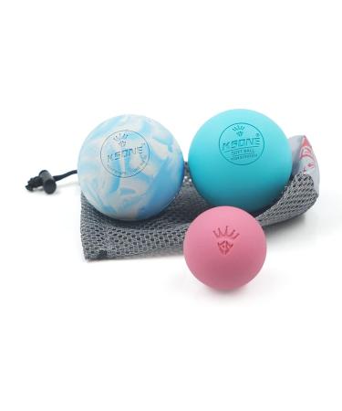 KSONE Lacrosse Massage Ball Set - Muscle Massage Roller- Deep Tissue Balls -Hard and Soft Massage Ball with Mini Ball Multi Blue