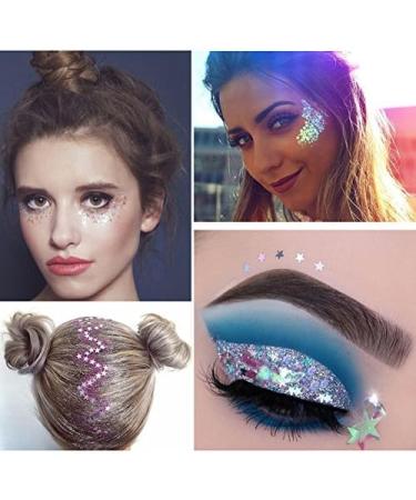 5 Set Holographic Chunky Glitter Nail Sequins for Body, Face, Hair - Gold & Silver Shades - Buy Online on GoSupps.com