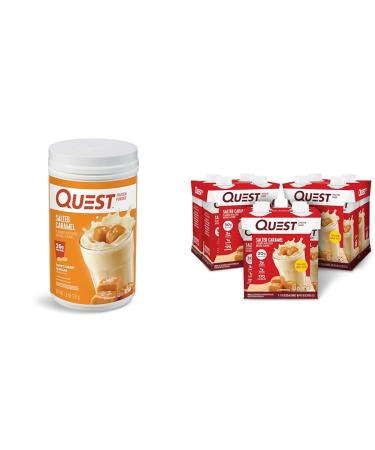 Quest Nutrition Salted Caramel Protein Powder 26g Protein 1g Sugar Low Carb Gluten Free & Ready to Drink Salted Caramel Protein Shake High Protein Low Carb Gluten Free