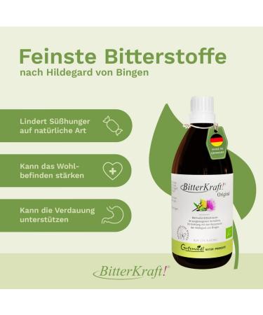 Bitter Power! Organic Bitter Drops - Hildegard von Bingen Formula | 100% Natural Vegan | 2x200ml High-Dose from 9 Exquisite Herbs - Buy Online on GoSupps.com