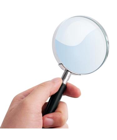 Deluxe Products Classic Handheld Magnifying Glass - Portable Compact Design for Travel, and 3" Glass Lens with 3X Magnification for Reading Small Print, and Hobbyists, Black, (SON-DP-8119)