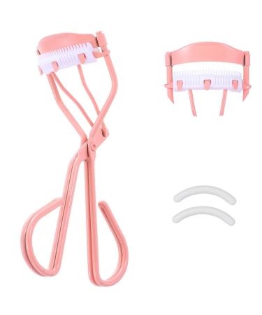 Eyelash Curlers with Comb, Eyelash Curler, Eye Lash Curler with 2 Silicone Refill Pads, Pink Eyelash Curlers with Comfort Grip, Beauty Makeup Tool for Women and Girls (Pink)