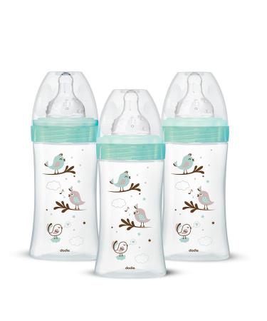 Dodie Set of 3 Anti-Colic Initiation+ Glass Baby Bottles 270mL 0-6 Months Round Teat Flow 2
