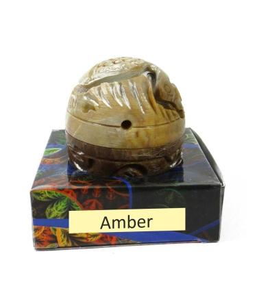 Stone Jar Amber Solid Perfume Long Lasting Body Fragrance In Large Hand Carved- 8 gm (Pack Of 1)