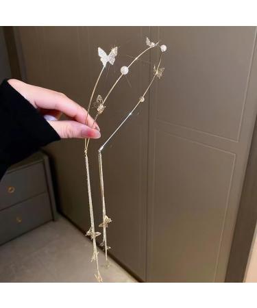 fdsmall Rhinestone Headband Silver Wedding Butterfly Headband Crystal Tassel Headband for Women Sparkly Rhinestone Head Chain Headwear Headpieces Hair Accessories for Women and Girls (Gold) - Buy Online on GoSupps.com