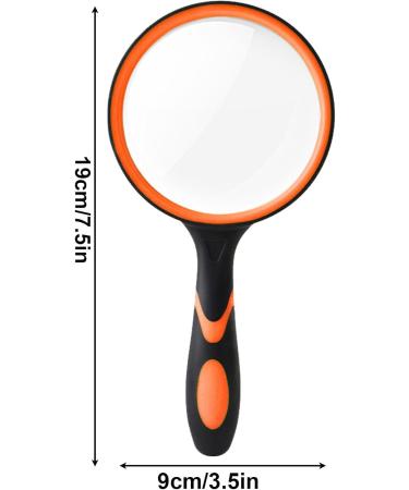 Reading Magnifying Glass | Anti-Slip Handle Magnifying Glasses for Work | Magnifying Glass for Kids Kids Magnifying Glass High-Definition for Elderly Reading Orange1 - Buy Online on GoSupps.com