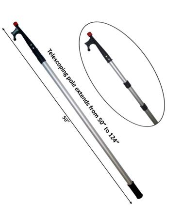 Marine Aluminum Telescopic Kayak Boat Hook Dock 50"-124" PC TIP Locking Ring
