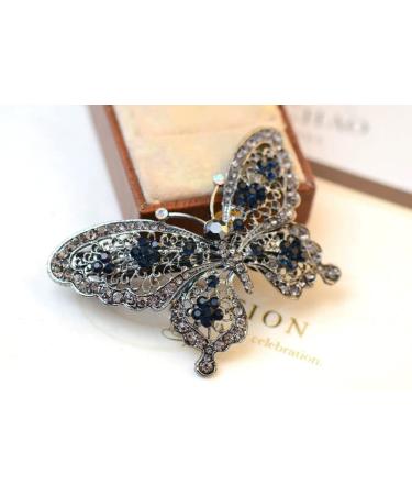 AKOAK Blue Crystal Butterfly Hairpin - Fashion Headwear Barrette Clip - Buy Online on GoSupps.com