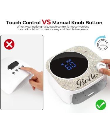 Buy Belle Cordless UV Nail Lamp - Rechargeable LED Gel Nail Light with 4 Timer Modes & Rhinestones | International Shipping Available - Buy Online on GoSupps.com