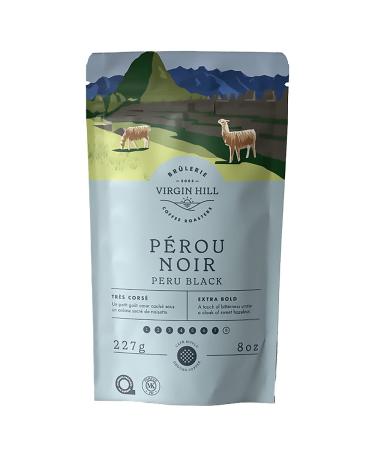 Virgin Hill Coffee - Peru Black - Bold Intensity & Dark Roast - Half Pound of High-Grade Ground Coffee - 8oz / 227 grams Ground 8 oz. / 227 grams