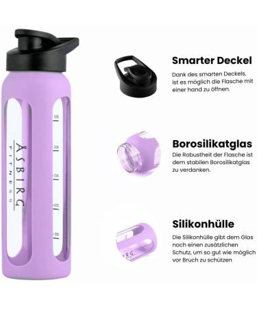 Asbirg Fitness Glass Protein Shaker Protein Shaker Drinking Bottle with Spiral Ball - Pastel Purple - 24 Oz - Buy Online on GoSupps.com