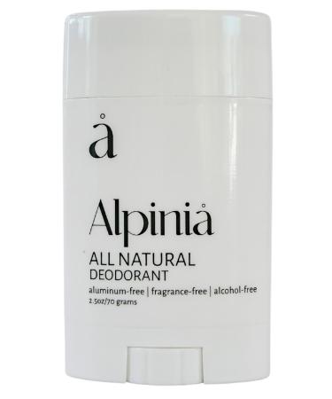 Alpinia Natural Deodorant for Men & Women - Fragrance-Free and Aluminum-Free Formula for All-Day Protection
