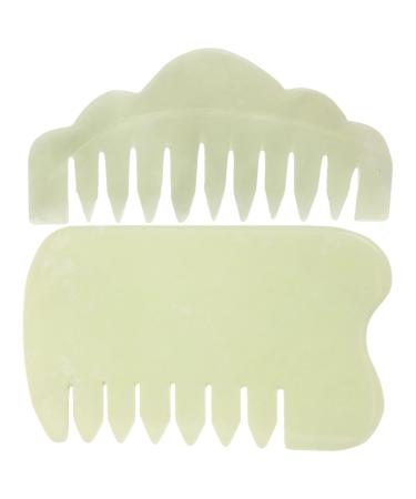 Ultechnovo 2st Jade Kamm Massagekamm from Jade triggerpunkt board traditional sling tool Sorty massage device for the scalp Jade-Gua-Sha tools Xiuyu Handbuch scratch board