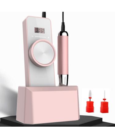 Portable Nail Drill Machine 35000RPM Rechargeable Smart LCD Display Electric Nail Files Drill Tool Kit Adjustable Speed for Manicure Pedicure for Acrylic Gel Natural Nails Pink