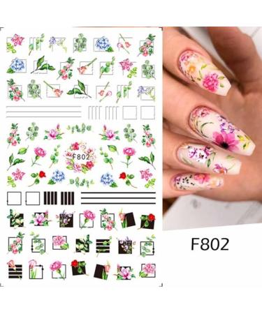 10 Sheets Spring Flower Nail Art Stickers - Self-Adhesive Black & White Floral Designs for Manicure - Perfect Nail Decoration for Women & Girls - Buy Online on GoSupps.com