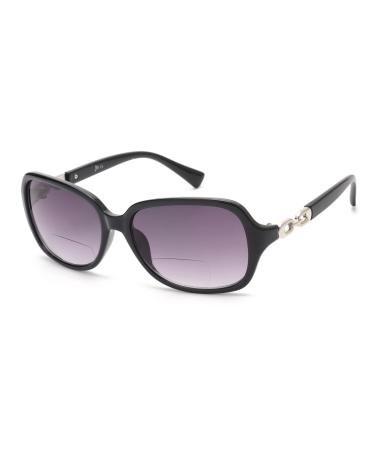 JM Classic Bifocal Reading Sunglasses for Women Vintage Reading Glasses Outdoor UV Protection Black-2 1.0 x