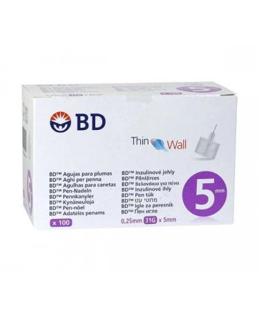 BD THIN Wall Pen Needles 0.25 31 Gx5 mm 100 pcs