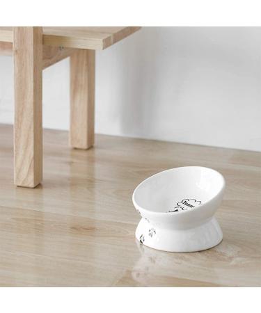 Y YHY 5 Inch White Ceramic Raised Cat Bowl - Anti-Vomiting, Tilted Design for Flat-Faced Cats & Small Dogs, Protects Pet's Spine, Dishwasher Safe - Buy Online on GoSupps.com