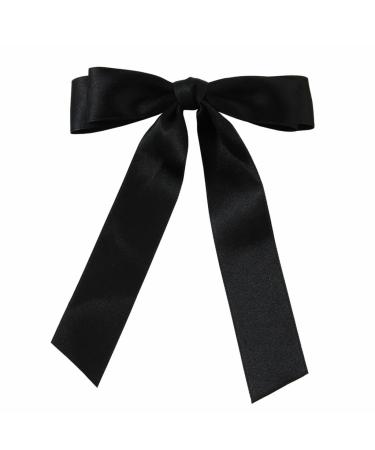 xbiez Long Ribbon Bowknot Hair Clip Ins Style Hairpin Girl Hair Barrettes Side Hair Bows Female Ponytail Holder Hair Accessory Black