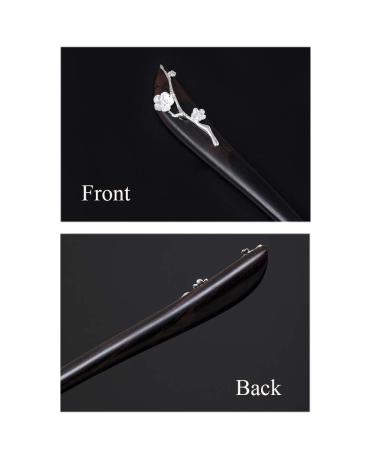 TOP SEWING Ebony Wooden Handmade 925 Silver Hair Stick - Chinese Traditional Hair Chopsticks for Women - Retro Hairpins in Gift Box - Chinese Plum Design - Buy Online on GoSupps.com