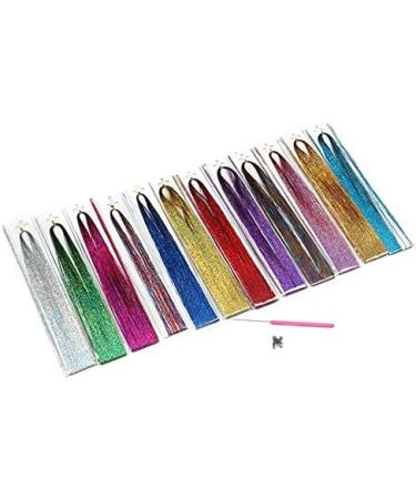 Hair Tinsel Strands with 12 Colors Hair Tinsel Strands Kit Hair Extensions Shiny Silk Tinsel - Buy Online on GoSupps.com