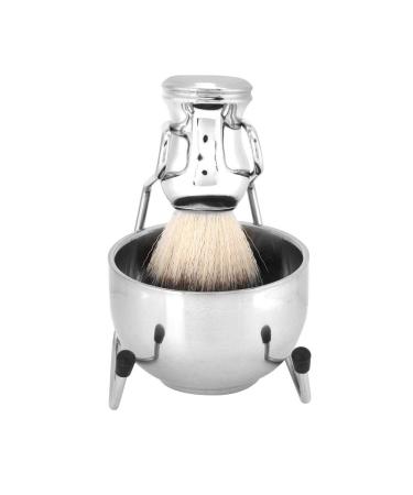 Premium 2-in-1 Shaving Cup & Stand Holder Set - Stainless Steel Brush & Shell for Men - Perfect Grooming Tool - Buy Online on GoSupps.com