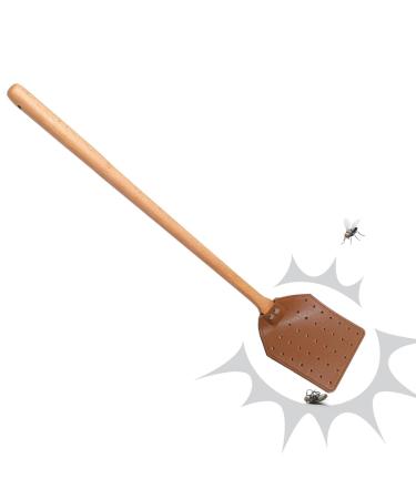 Room Fly Swatter Space-Saving Woodworking Leather Fly Swatting Tool - Portable Indoor Outdoor Fly Swatter for Home Clearful
