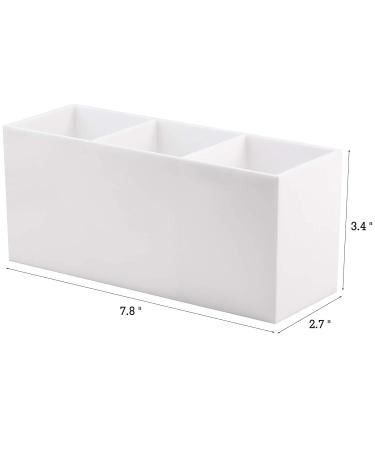 Makeup Brush Holder Organizer - 3 Slot Cosmetic Brushes Container for Vanity (White) - Buy Online on GoSupps.com