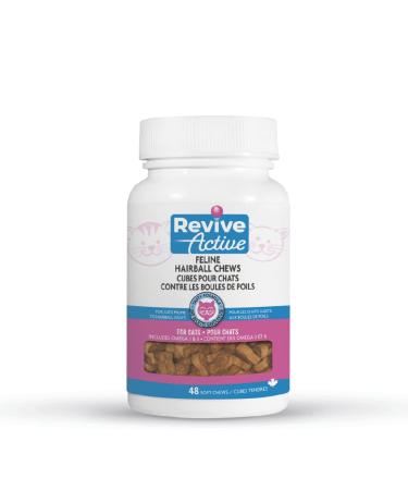 Revive Active - Feline Hairball Soft Chews 48ct - Cat Hairball Remedy Designed Specifically for Cats That are Prone to Hairball Problems - Treats That Help Maintain a Healthy Coat.