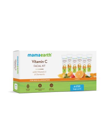Mamaearth Vitamin C Single Use Facial Kit | Skin Illumination in Just 6-Steps | Includes Cleanser Scrub Gel Massage Creams & Face Pack | Gives Long Lasting Glow | 2.12 Oz/60g