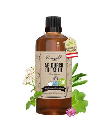 Auwald Straight Through the Middle Drops ORGANIC - Red Clover Yarrow Lady's Mantle Lemon Balm Sage - Extract Essence & Dye - Made in Austria - 100 ml