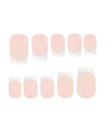 YOSOMK White Pink French Gel Nail Strips - UV Free Long Lasting Nail Stickers for Women | 16 Wraps + Nail File Wooden Stick & Prep Pads - Buy Online on GoSupps.com