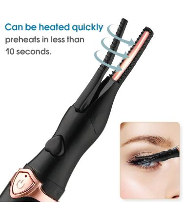 2-in-1 Electronic USB Eyelash Curler Woman 3 Temperature Mode Adjustable Heated Eyelashes Curling Tool Heating Black - Buy Online on GoSupps.com