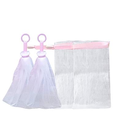 4 pieces handmade foam net nylon bubble nets with silk ribbon and drawstring