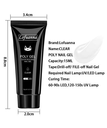 Lofuanna Transparent Poly Nagel Gel 15ml 2 | Builder Gel for Nail Extensions & Strengthening | UV/LED Professional Manicure Repair - C03 - Buy Online on GoSupps.com